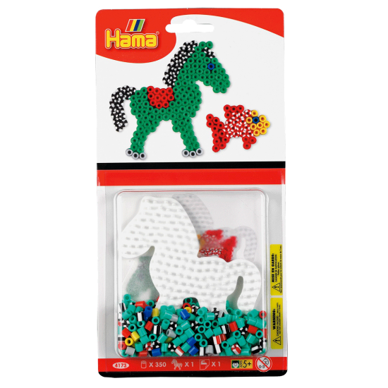 Hama Beads,  Set 350 piezas + placa pequeña + papel 