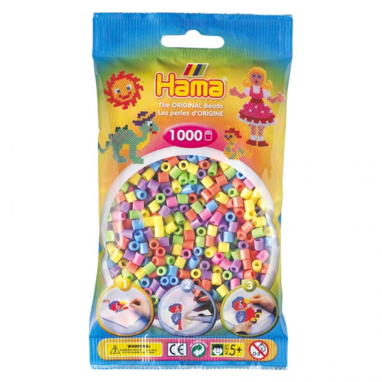 Hama Beads, MIDI PASTEL MIX  , 1000 piezas