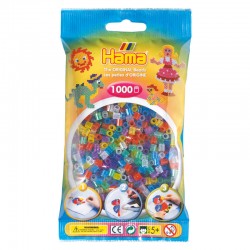 Hama Beads, MIDI, mix 8 colores traslucidos , 1000  piezas, glitter